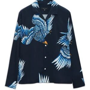 Rag & Bones Men’s Blue Avery Eagle Print Long Sleeve Shirt